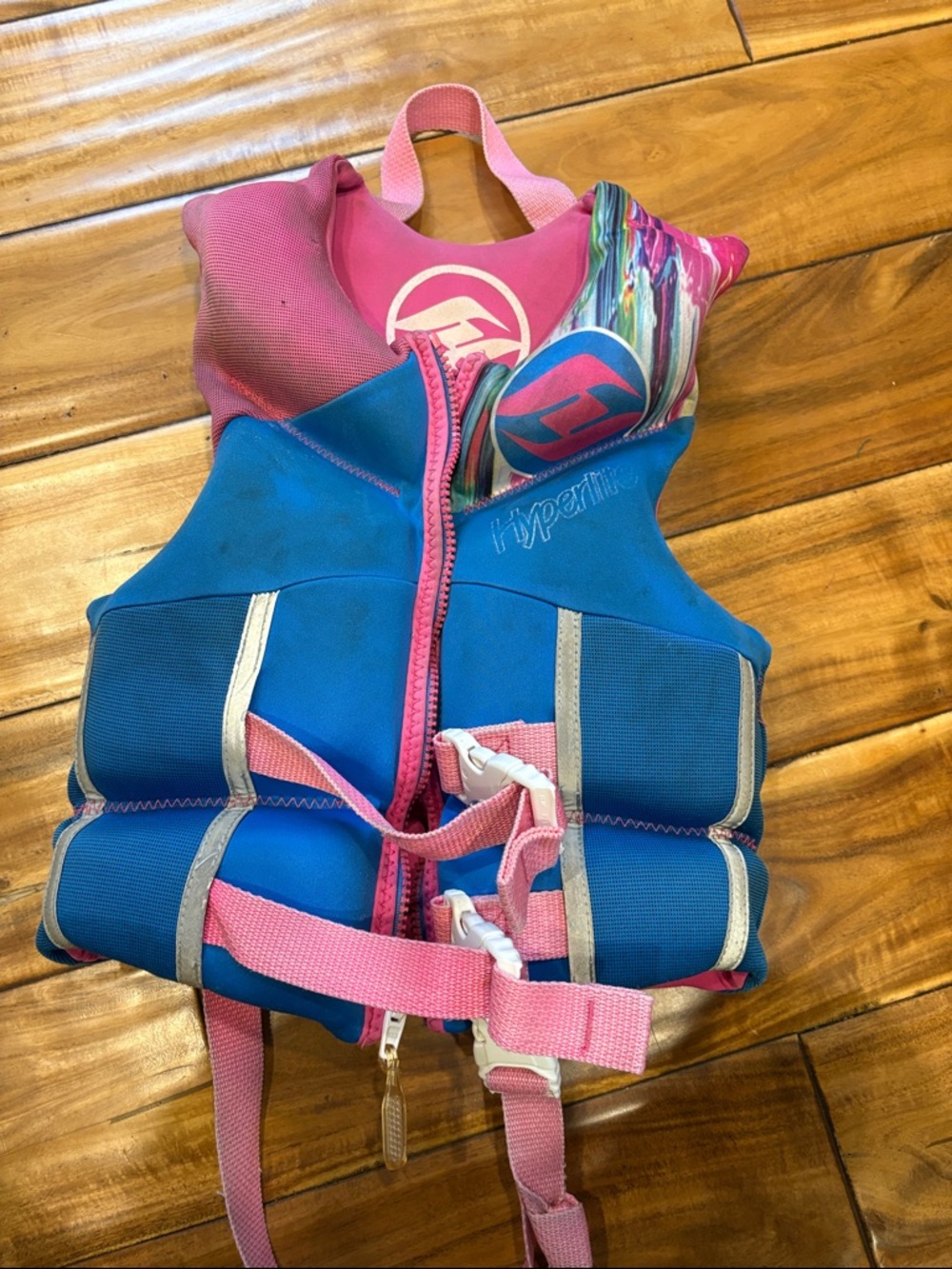 Hyperlite Kids Life Jacket - Blue & Pink 30-50lbs